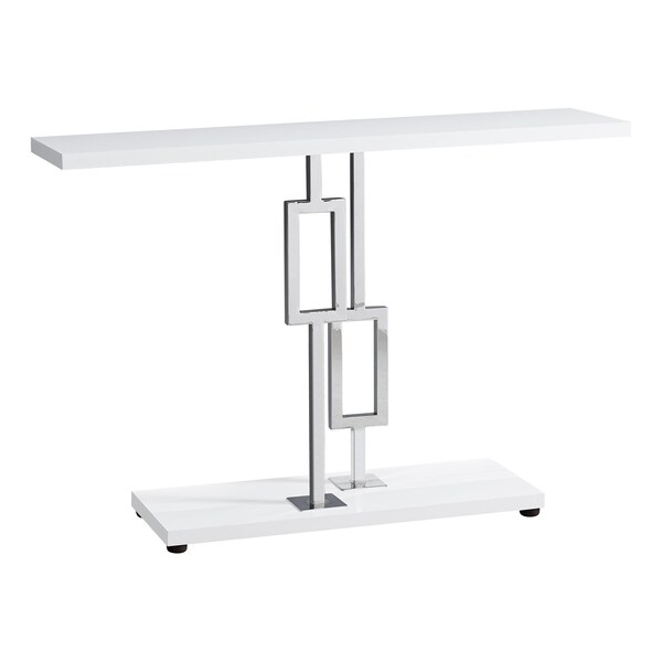 Accent Table - 48"L / Glossy White / Chrome Metal